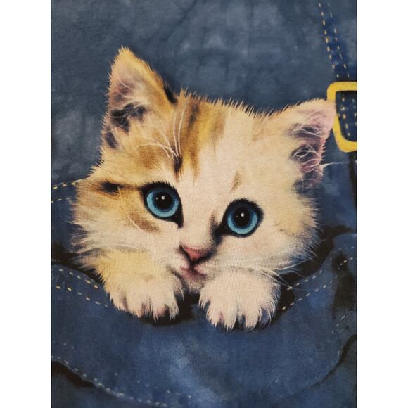 The Mountain Mens Overall Cat Short Sleeve Blue Tie Dye T-Shirt Size 2XL Kitten - Picture 3 of 8